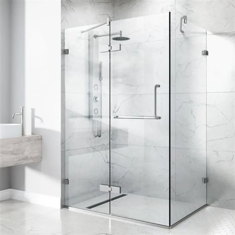 VIGO Monteray 30-in D x 30-in W x 73-in H Frameless Chrome Hinged Shower Enclosure with Clear Glass