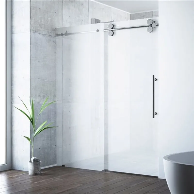 VIGO Elan 56 to 60-in W x 74-in H Frameless Chrome Sliding Shower Door with Clear Glass and Handle