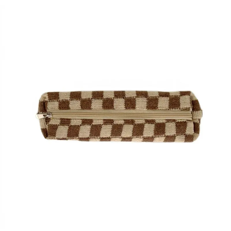 Saco De Caneta Xadrez De Tabuleiro De Lã, Estudante De Armazenamento Simples
