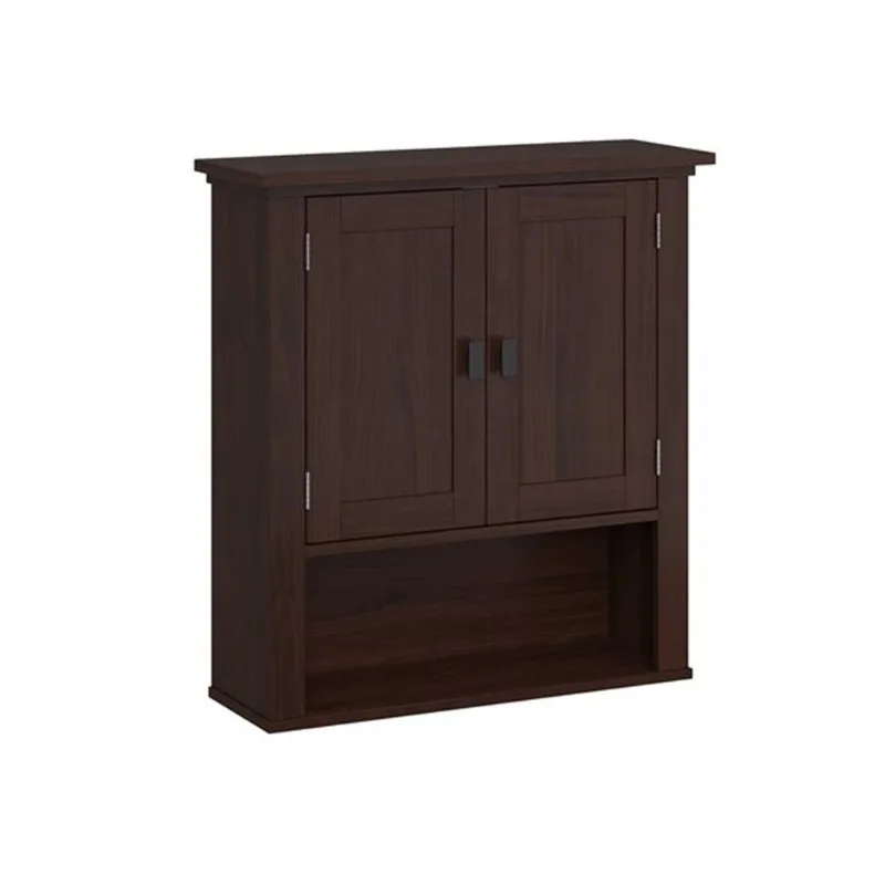 Riverridge Home 23-in x 24.5-in x 8-in Dark Woodgrain Two-Door Wall Cabinet