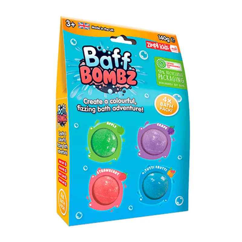 Baff Bombz: 4 Pack Round - 140gr - Zimpli Kids