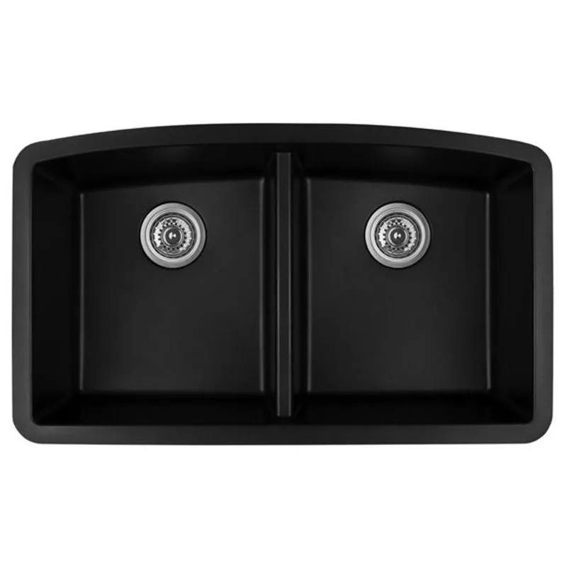 Karran Black Quartz 32.5-in Double Kitchen Sink