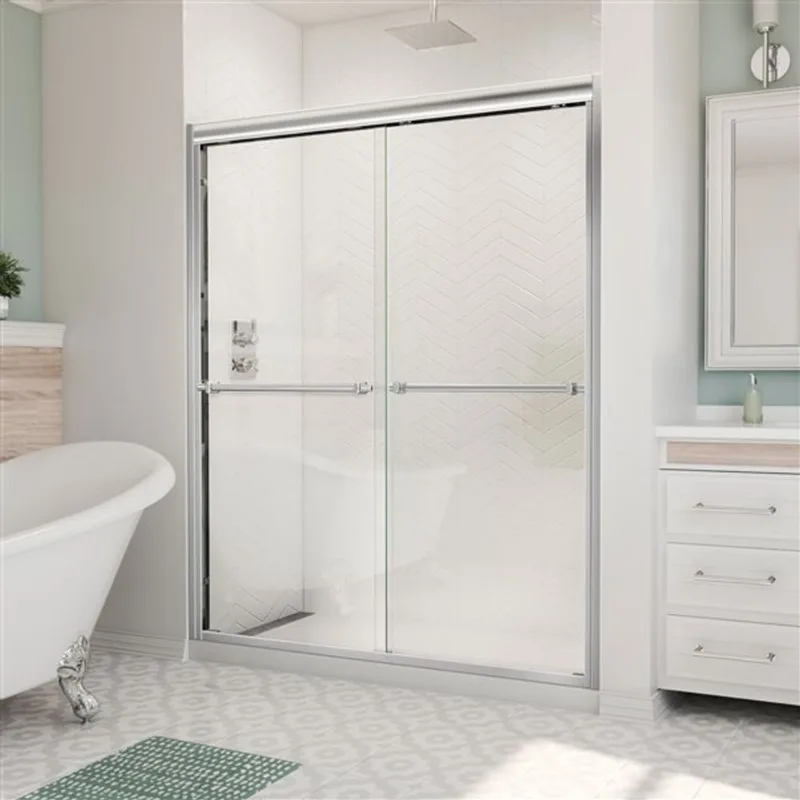 Duet 56-60 x 72 Semi-Frameless Bypass 8mm Shower Door in Chrome