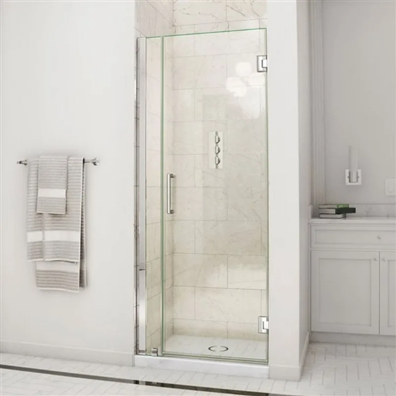 Unidoor 35-36 x 72 Frameless Hinged Pivot Shower Door in Chrome with 10mm Tempered Glass