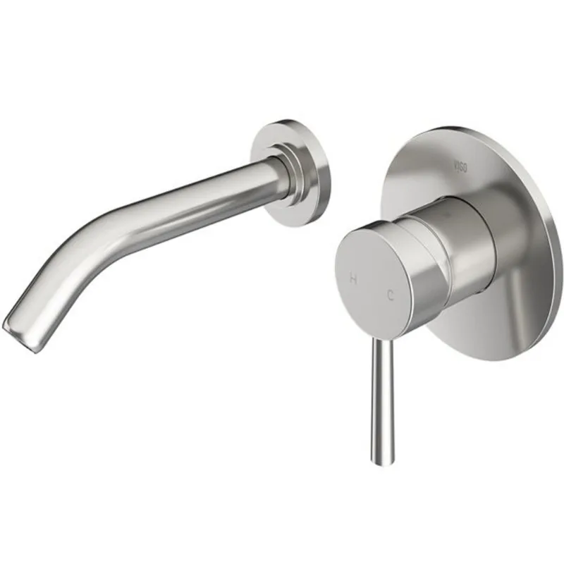VIGO Olus 5-in H Single Handle 2-Hole Bathroom Wall Mount Faucet - Brushed Nickel