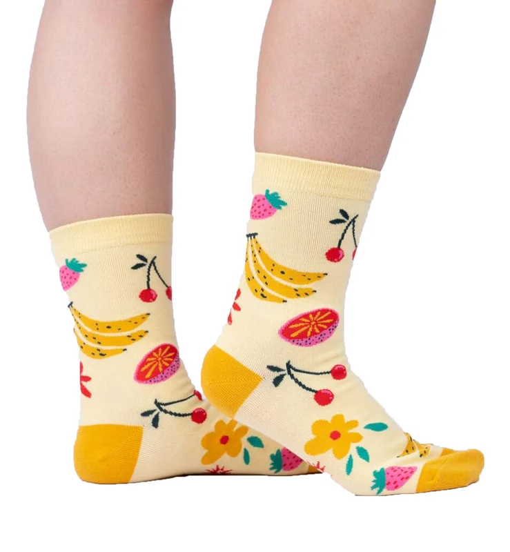 SOCK it to me Women's Crew Socks (SITMWCS) - Fruity Bloom One Size