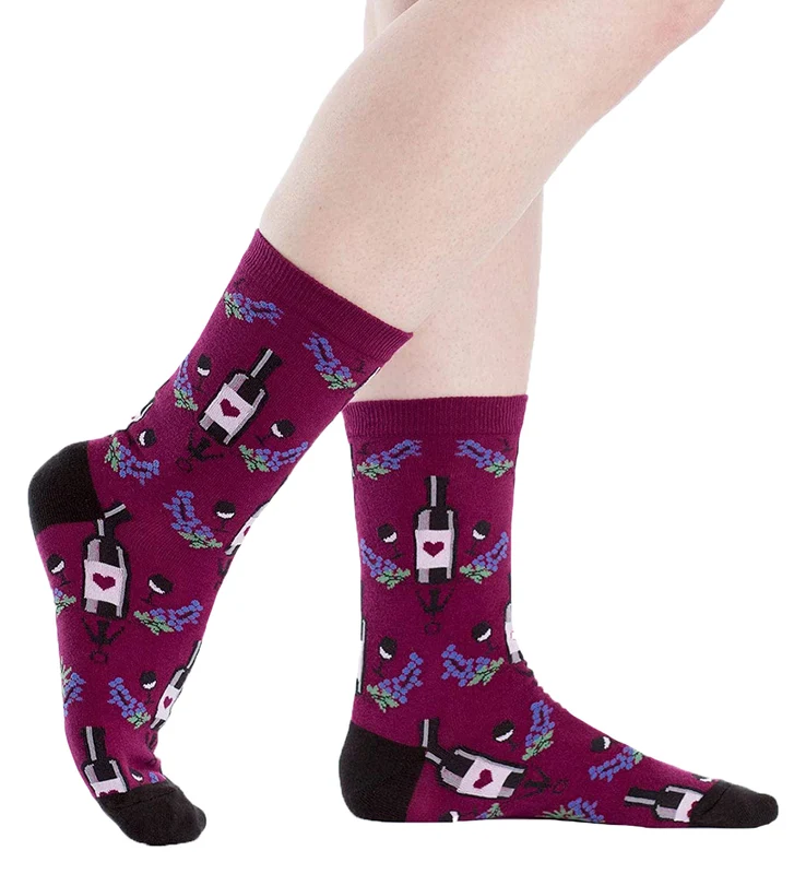 SOCK it to me Women's Crew Socks (SITMWCS) - Wine One Size