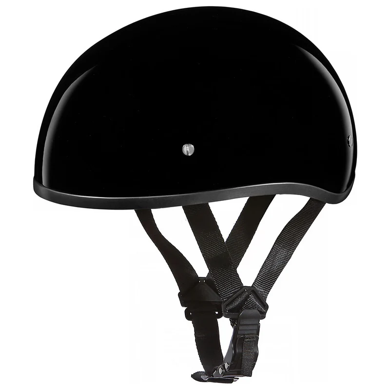 Close Out Daytona Helmets D1-ANS ‘Skull Cap' HI-Gloss Black Half Face Helmet without Visor Black / X-Large
