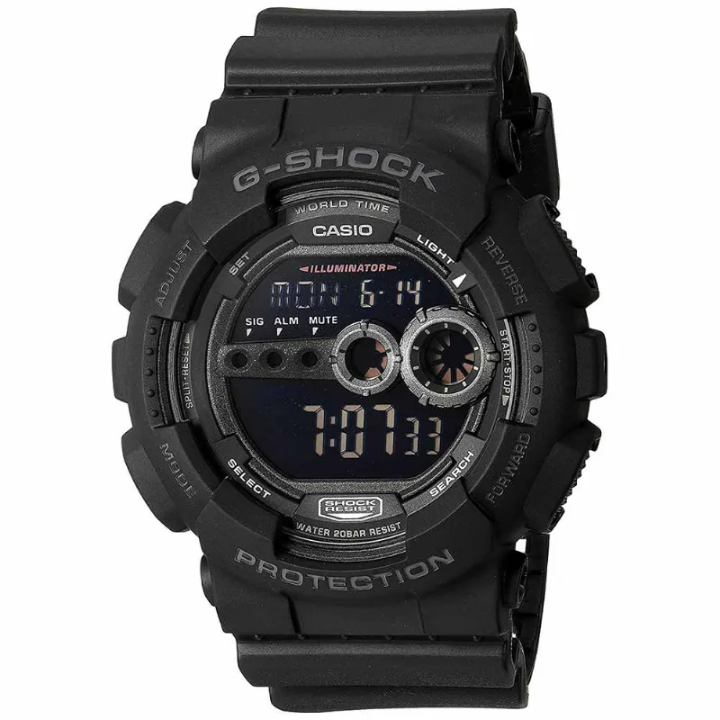 Reloj Casio G-Shock GD100-1B Digital Luz de Fondo Resina Negro