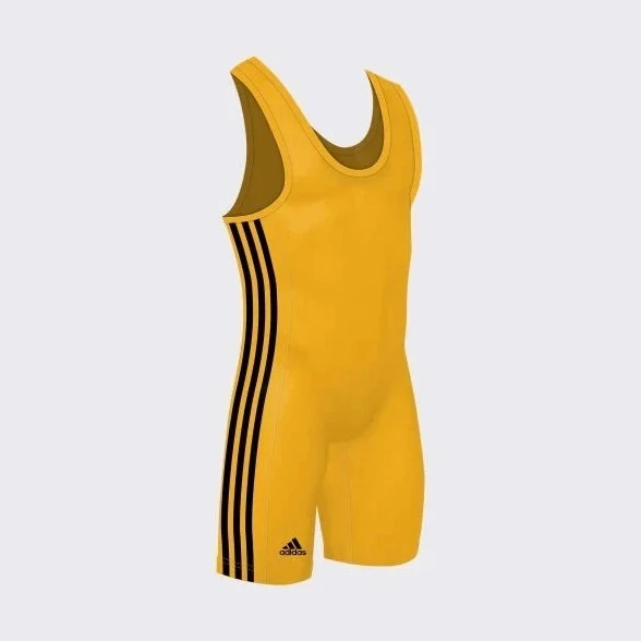 adidas Men's 3 Stripes Wrestling Singlet Athletic Gold/Black / S