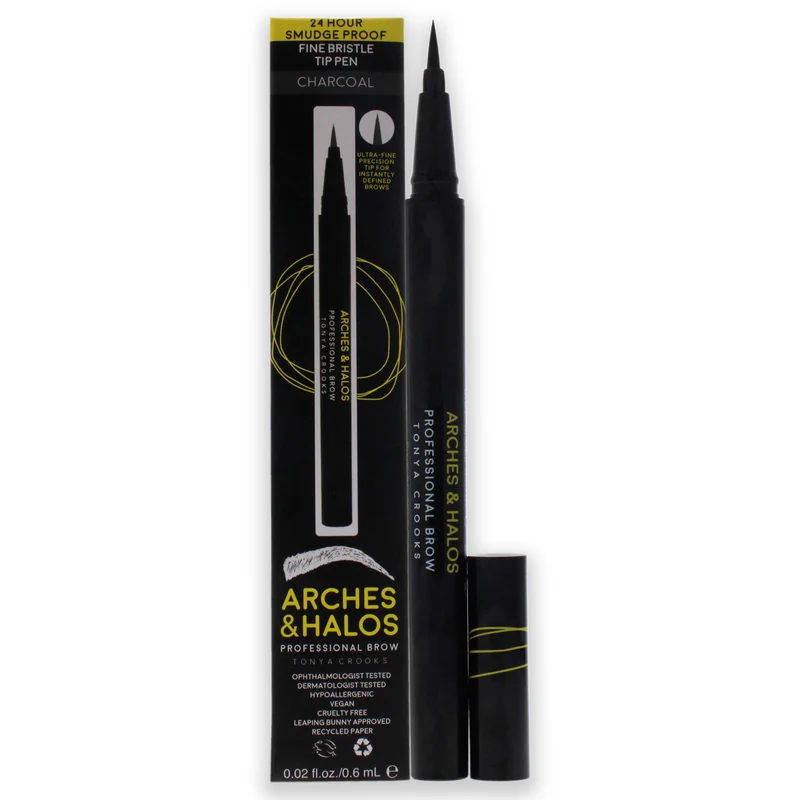 Arches and Halos Fine Bristle Tip Pen - Charcoal by Arches and Halos for Women - 0.02 oz Eyebrow Pen 0.02 oz