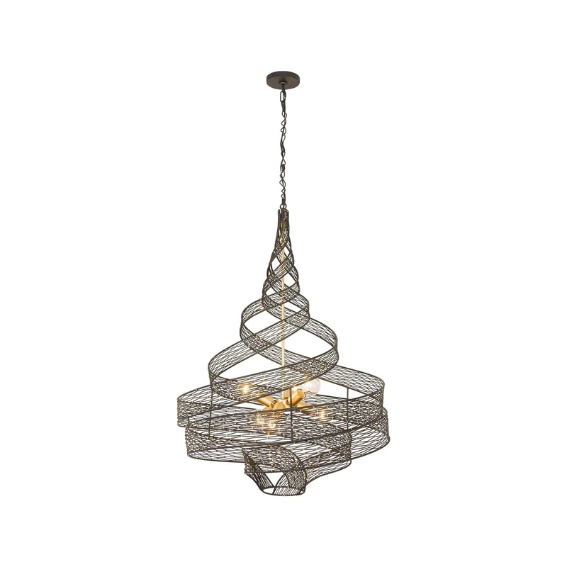 Flow Twist Pendant Light Matte Black/French Gold / 26-Inch