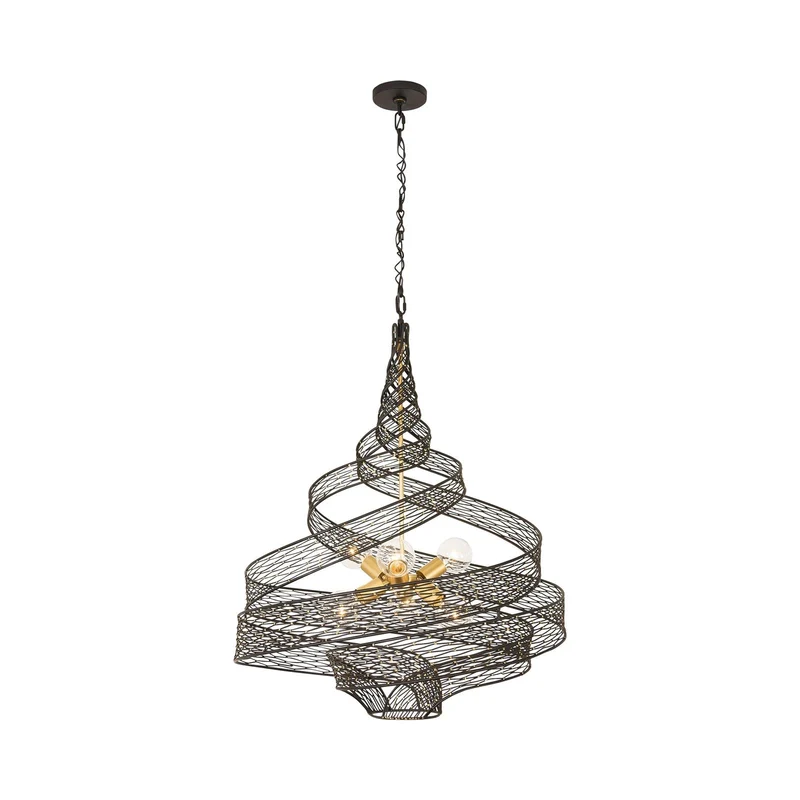 Flow Twist Pendant Light Matte Black/French Gold / 30-Inch