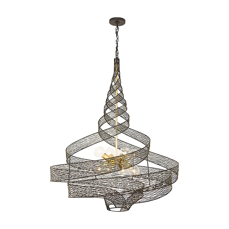 Flow Twist Pendant Light Matte Black/French Gold / 36-Inch