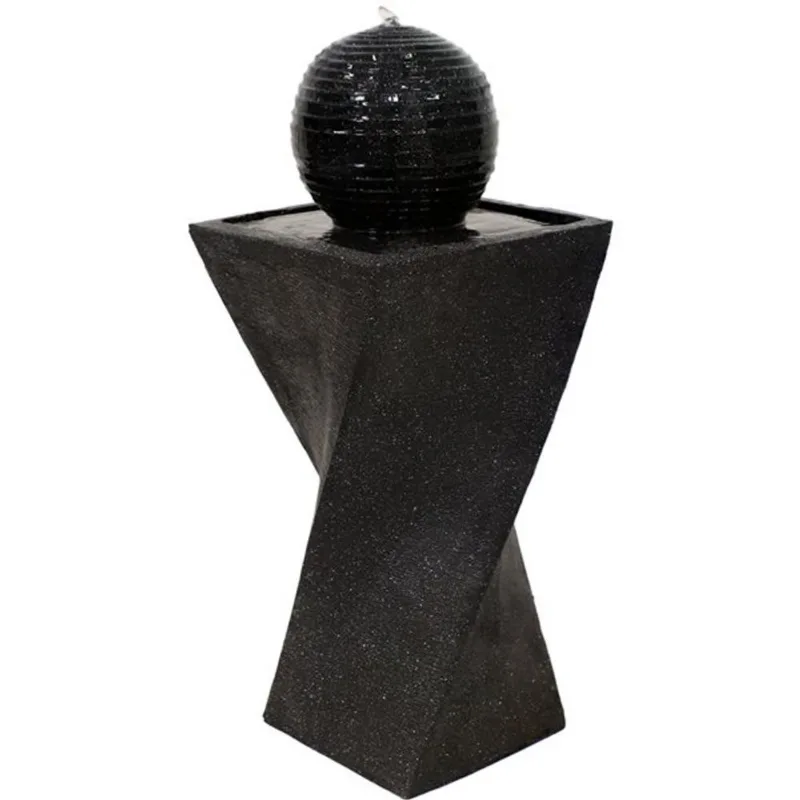 Sunnydaze Decor 32-in H Resin Black Ball Solar Outdoor Water Fountain w/ Battery/LED Lights