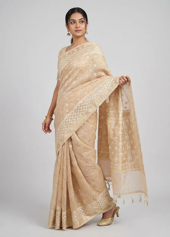 Multicolor Kora Silk Saree With Blouse Piece One Size