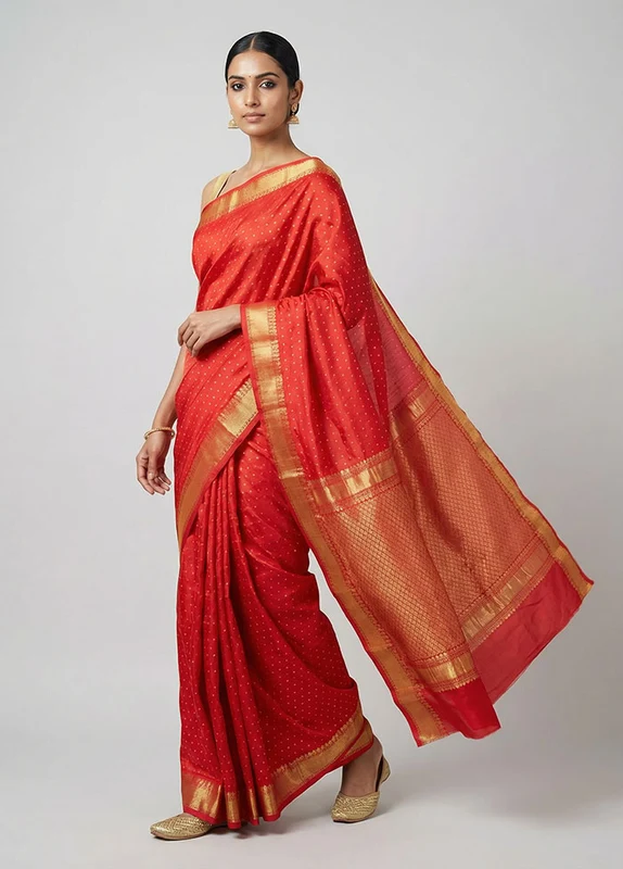 Pink Kanjivaram Silk Saree With Blouse Piece One Size