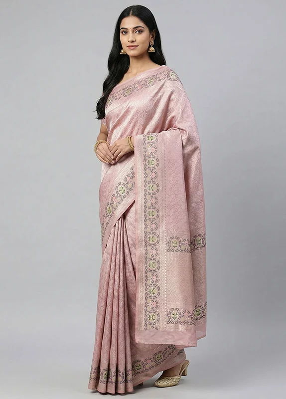 Purple Kanjivaram Silk Saree With Blouse Piece One Size
