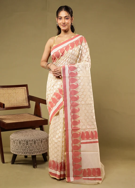 Cream Net Saree With Blouse Piece One Size