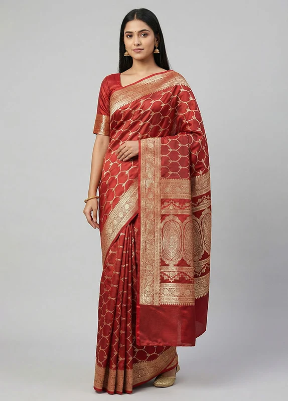 Multicolor Tanchoi Silk Saree With Blouse Piece One Size