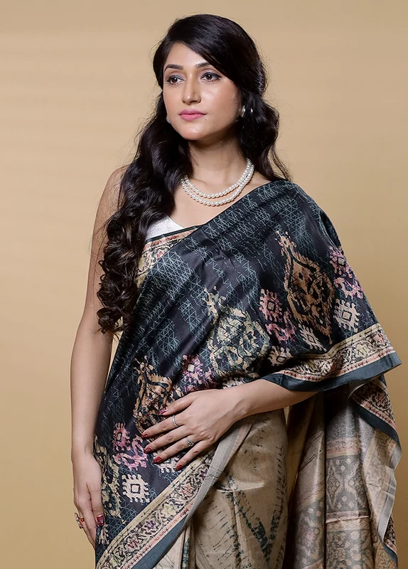 Blue Dupion Silk Saree With Blouse Piece Onesize