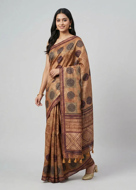 Grey Dupion Silk Saree With Blouse Piece One Size