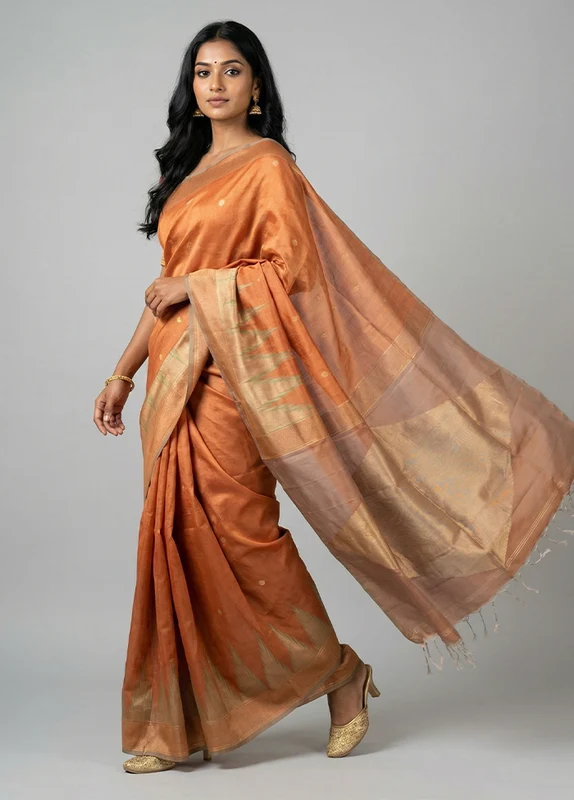 Pink Handloom Kanchipuram Pure Silk Saree With Blouse Piece One Size