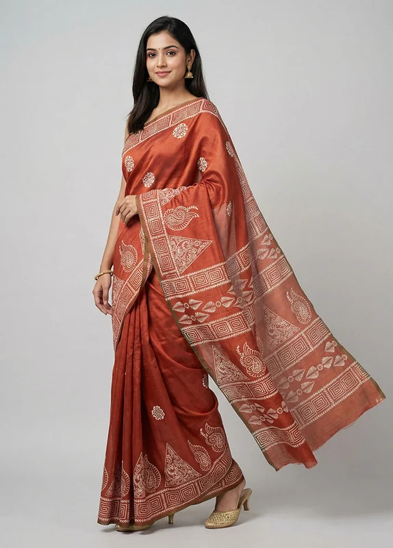 Multicolor Bishnupuri Silk Saree With Blouse Piece One Size