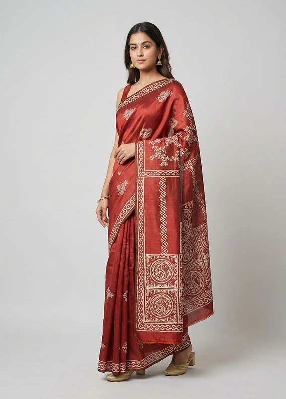 Multicolor Bishnupuri Silk Saree With Blouse Piece One Size