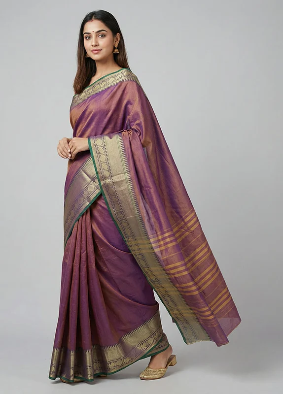 Pink Cotton Saree With Blouse Piece One Size