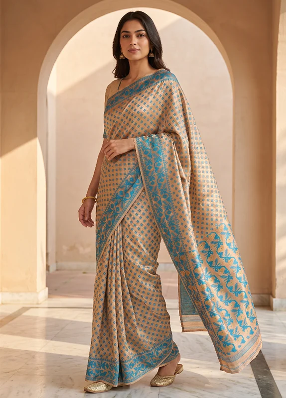 Cream Jamdani Cotton Saree Without Blouse Piece One Size