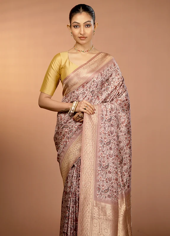 Cream Dupion Silk Saree With Blouse Piece One Size