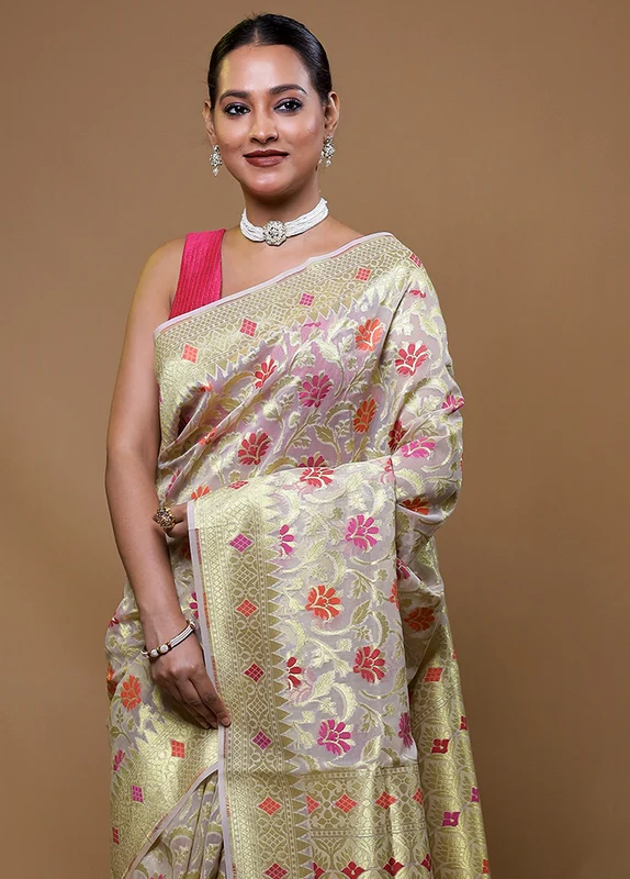 Purple Organza Saree With Blouse Piece Onesize