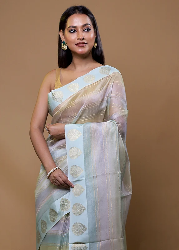 Grey Handloom Pure Organza Saree With Blouse Piece Onesize
