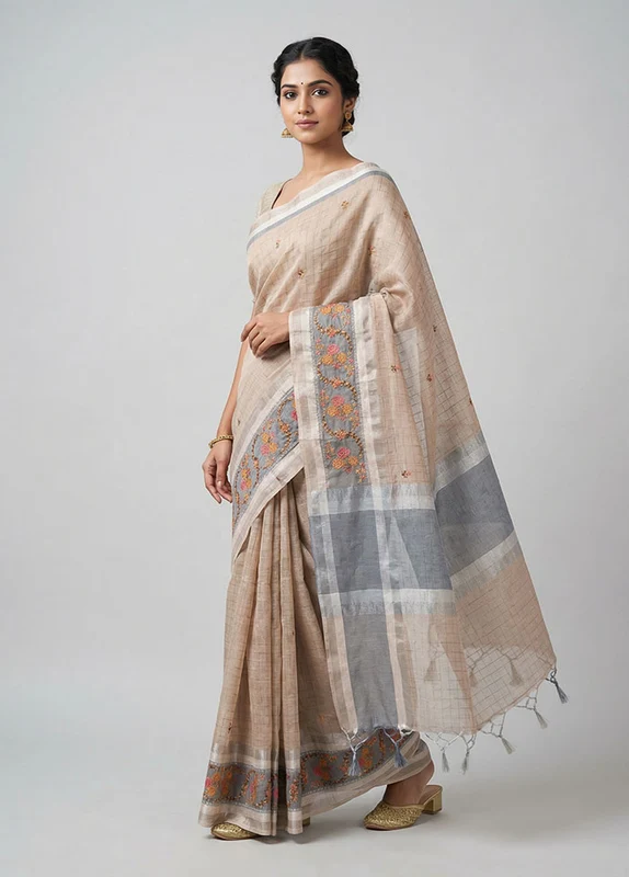 Pink Tissue Silk Saree With Blouse Piece One Size