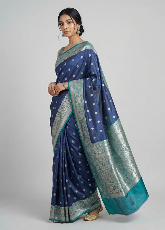 Purple Handloom Katan Pure Silk Saree With Blouse Piece One Size