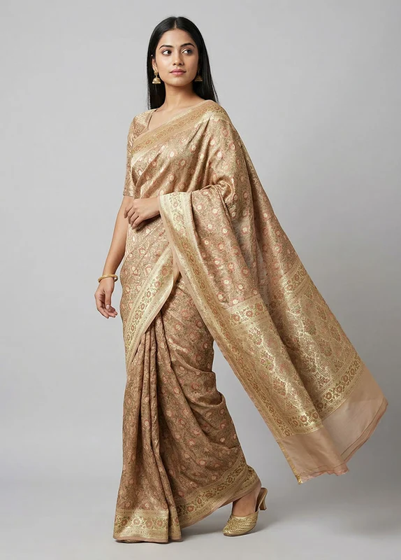 Green Handloom Tanchoi Pure Silk Saree With Blouse Piece One Size