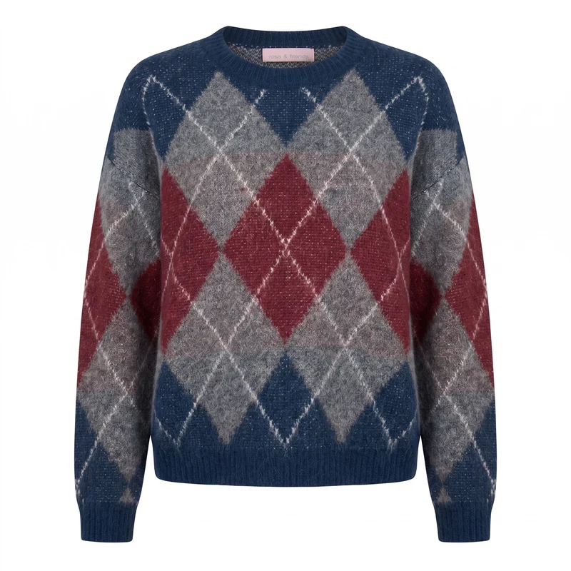 Pullover - Rautenmuster M / Blau / Pullover & Strick