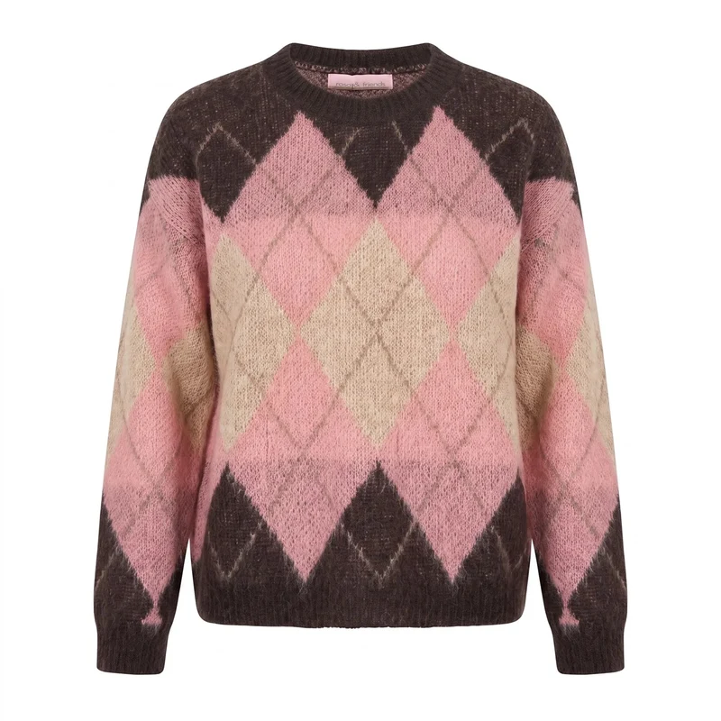 Pullover - Rautenmuster XL / Rosa / Pullover & Strick