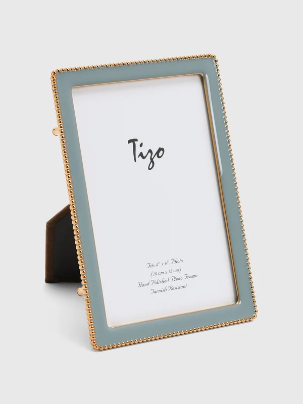 TIZO Goldplate Beaded Enamel 4x6 Photo Frame 4X6 / SMOKY BLUE