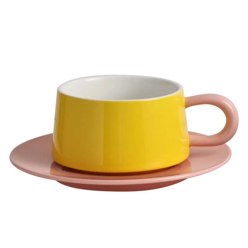 Copo Cerâmico De Cor De Macaron Fosco De 250ml, Sólido Criativo