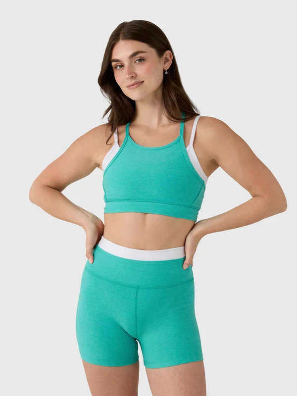 Beyond Yoga Women's Spacedye Layered Long Line Bra XS / CARIBBEAN SEA