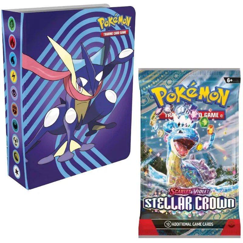 Cartas Pokemon TCG Stellar Crown 10 Cards y Mini Album Inglés