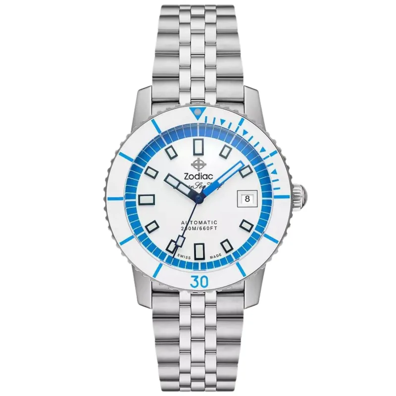 Relógio Zodiac Super Sea Wolf Compression Automático Branco ZO9291