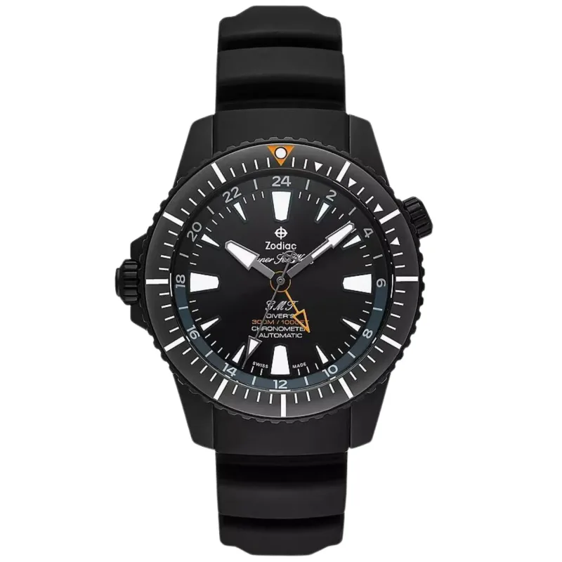 Relógio Zodiac Super Sea Wolf Pro-Diver GMT Automático Preto ZO3557