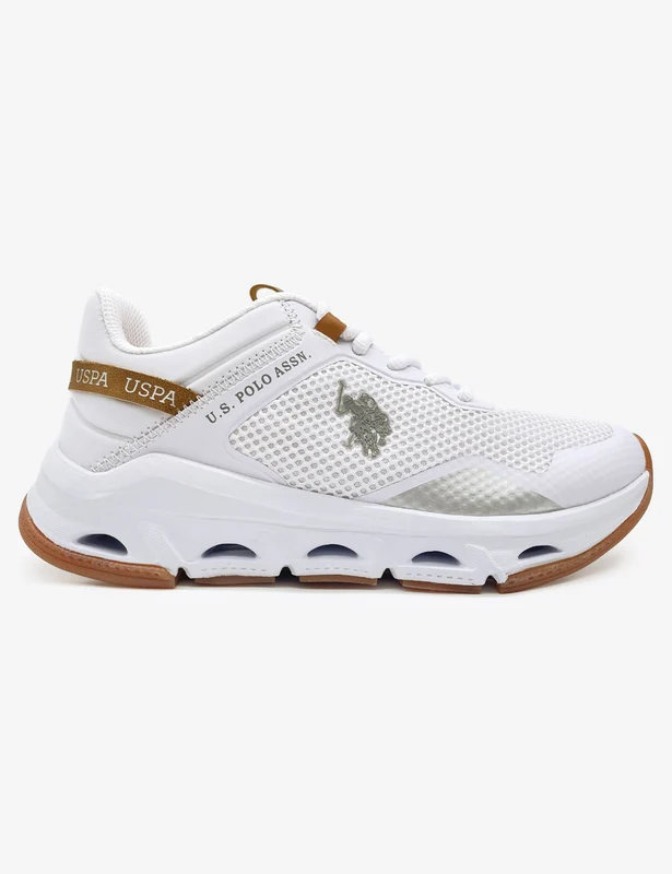 USPA WOMENS WHITE SILVER LATTICE SNEAKER WHITE/SILVER / 8