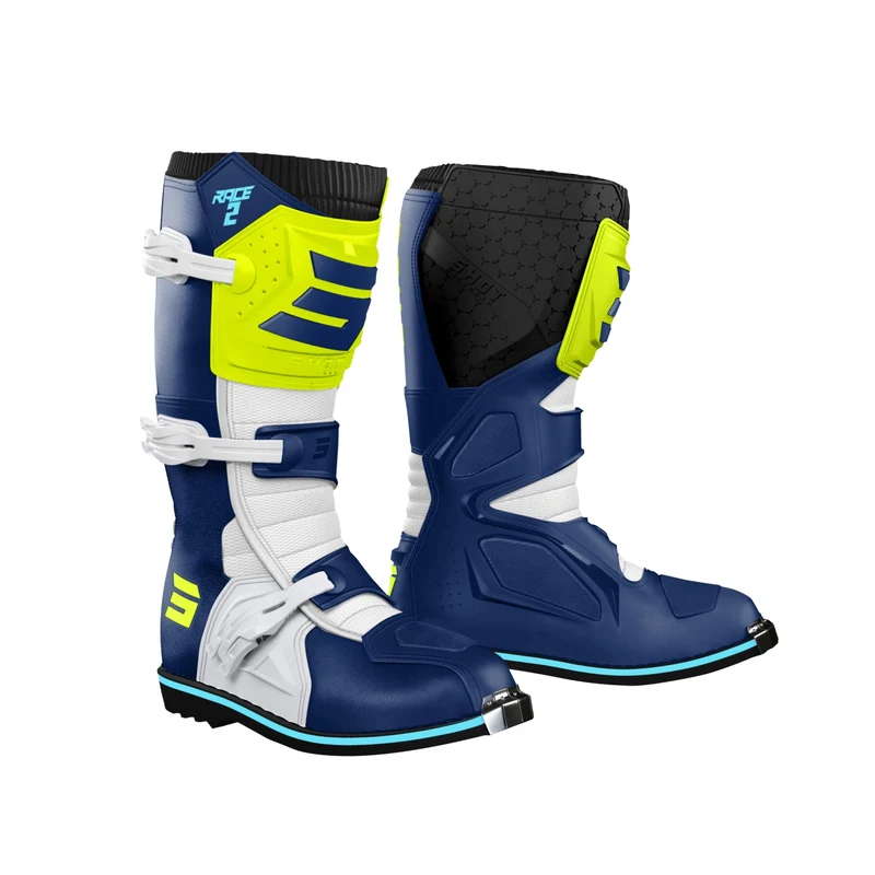 SHOT RACE 2 BOTAS DE MOTO NEON AZUL AMARELO 44
