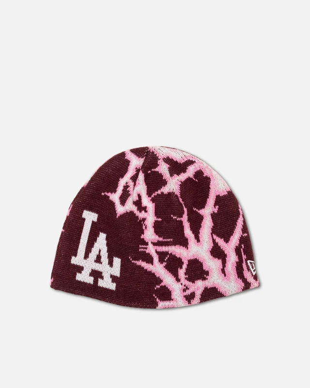 New Era Los Angeles Dodgers Lightning Knit Skully Maroon ONE