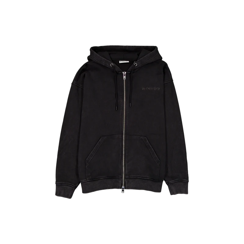 New Era Branded Cap Commuters Washed Black Full-Zip Hoodie S