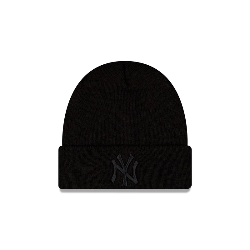 New York Yankees Tonal Black Basic Cuff Knit Beanie Hat One Size